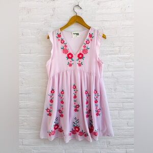 Savanna Jane Embroidered Floral Babydoll Dress Mini Medium Pink Summer Casual